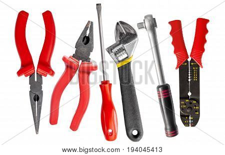 Tool set of wrench adjustable spanner pliers and screwdriver