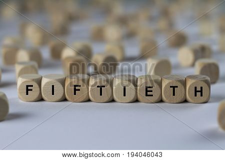 Fiftieth - Cube With Letters, Sign With Wooden Cubes