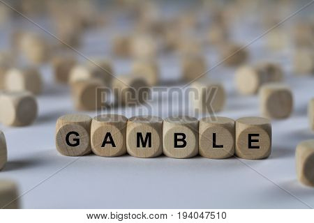 Gamble - Cube With Letters, Sign With Wooden Cubes