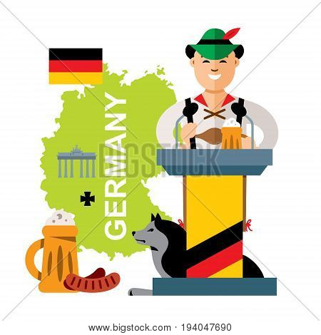 Austrian with foamy alcohol mug. Isolated on a white background