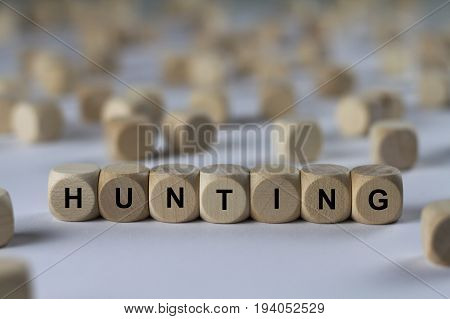 Hunting - Cube With Letters, Sign With Wooden Cubes