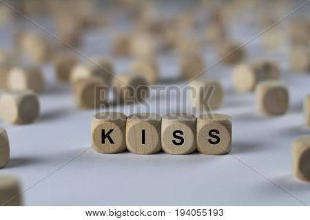 Kiss - Cube With Letters, Sign With Wooden Cubes