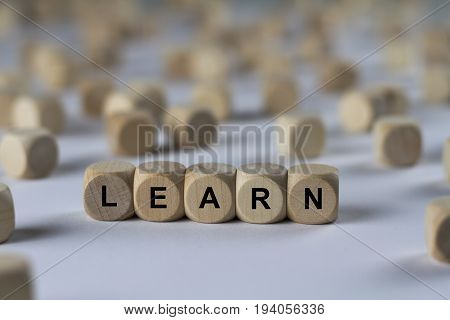Learn - Cube With Letters, Sign With Wooden Cubes