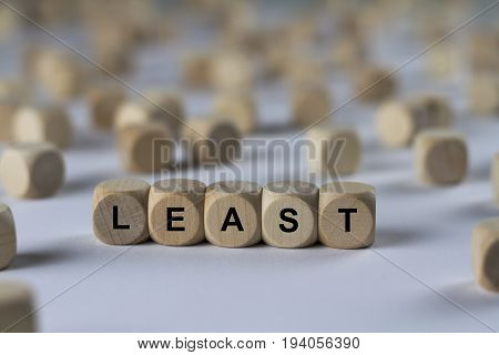 Least - Cube With Letters, Sign With Wooden Cubes