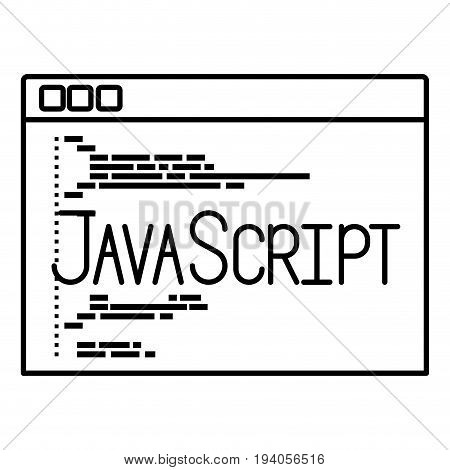 monochrome silhouette of programming window with code javascript vector illustration