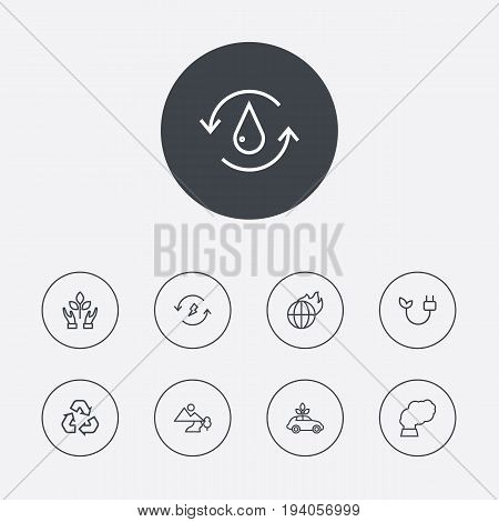 Set Of 9 Atmosphere Outline Icons Set.Collection Of Recycling, Pollution, Ecol And Other Elements.