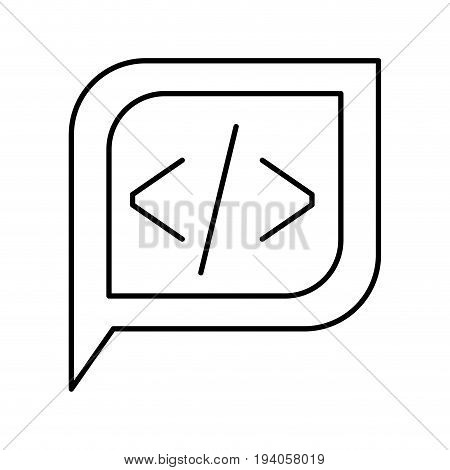 monochrome silhouette dialogue square with tail with angle brackets symbol vector illustration