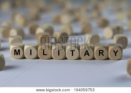 Military - Cube With Letters, Sign With Wooden Cubes