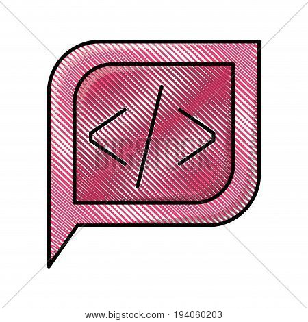 colored pencil silhouette dialogue square with tail with angle brackets symbol vector illustration