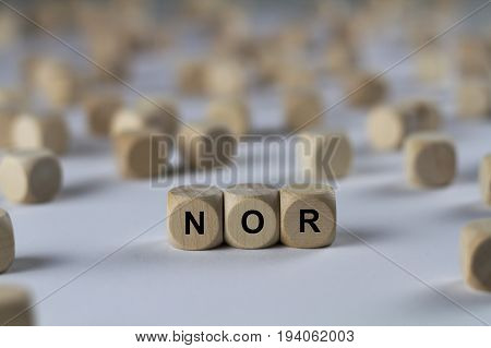 Nor - Cube With Letters, Sign With Wooden Cubes