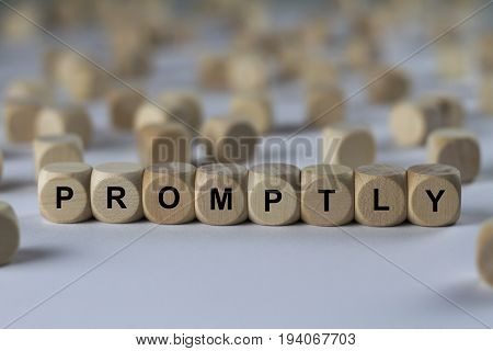 Promptly - Cube With Letters, Sign With Wooden Cubes