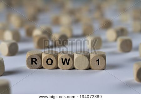Row 1 - Cube With Letters, Sign With Wooden Cubes