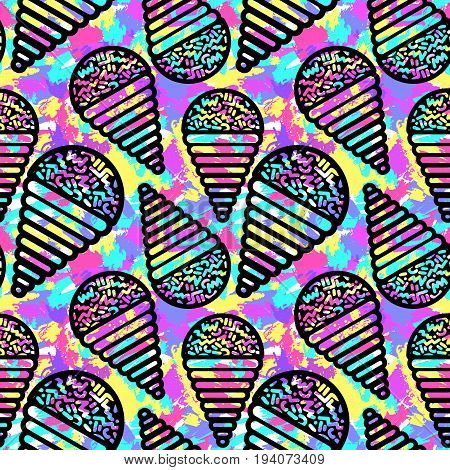 Ice Cream Geometrical  Seamless Pattern.