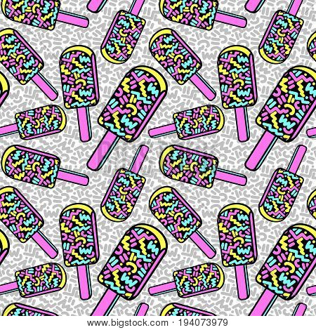 Ice Cream Geometrical  Seamless Pattern.