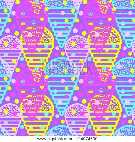 Ice Cream Geometrical  Seamless Pattern.