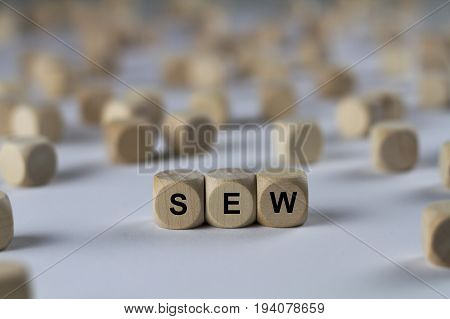 Sew - Cube With Letters, Sign With Wooden Cubes