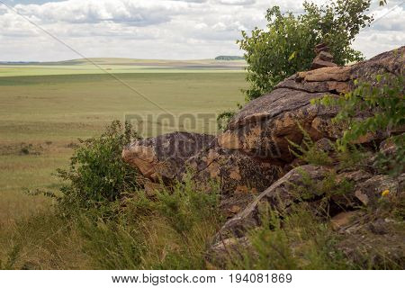 Part Of The Rock In The Steppe Of Reserve Arkaim, Chelyabinsk Oblast, Russia
