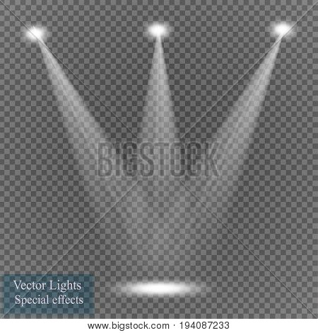 Vector spotlight on transparent background. Light effect