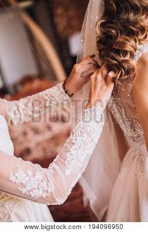 Bride morning and preparation for a wedding