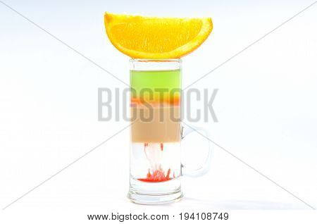 alcohol cocktail set on a white with fresh summer fruits