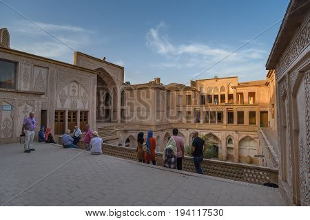 KASHAN IRAN - OCTOBER 20 2016 : The Abbasian (Abbasi) House is a large traditional historical house was built in the late 18th century by a wealthy merchant in Kashan Isfahan Province Iran.