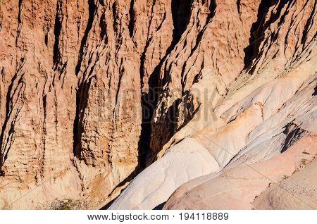 Closeup pattern of torrey pine eroded sandstone cliffs on coast in La Jolla by San Diego