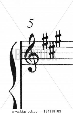A Music Score Sheet With The Focus On The G-clef