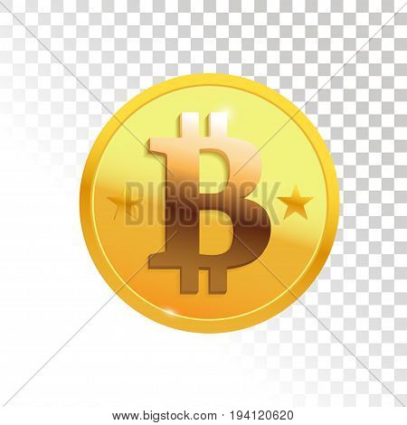 Gold bitcoin. Cryptography currency illustration. Vector element for your design.