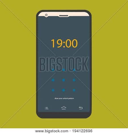 Modern user interface with a screen lock. Phone vector illustration.