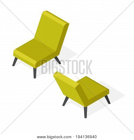 Isometric trendy chair illustration. 3d vector furniture icons