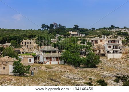 Traditional houses in Kastro village. Thassos, Greece