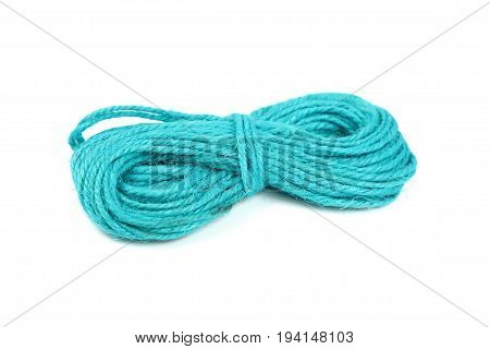 Blue Jute Twine Coil Skein Isolated On White