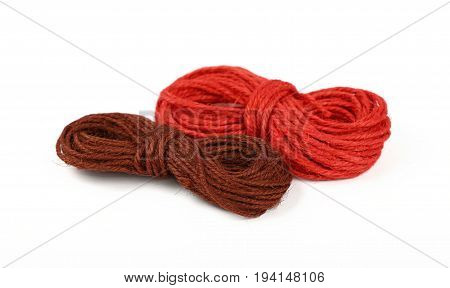 Two Jute Twine Coil Skeins Isolated On White