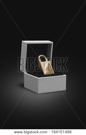 Safe lock in a jewelry box with black Background
