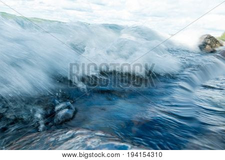 The Surf At A Shore By Lake Vattern