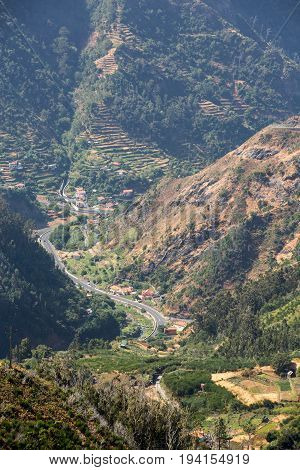 View to the south from the pass Boca da Encumeada in Madeira