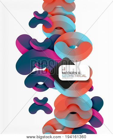 Abstract color geometric round shapes on white - elements with shadow, colorful composition