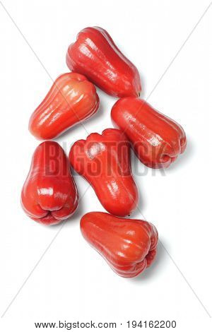 Fresh Watery Rose Apples on White Background