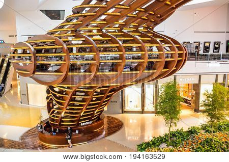 Las Vegas USA - May 7 2014: Mastro's Ocean Club elevated restaurant in city center in Nevada