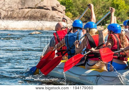 Village Mihia Mykolayiv region Ukraine - July 2 2017: Rafting and kayaking. A popular place for extreme family and corporate recreation as well as training for athletes.