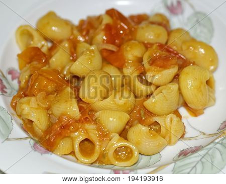 Detail Of Italian Psta With Tomato Sauce