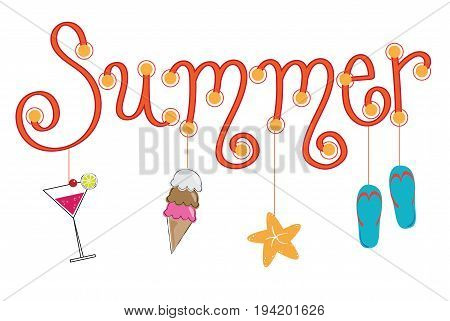 Summer Fun Alcohol Cocktail Drinks Hanging Lettering