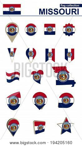 Missouri Flag Collection. Big Set For Design.