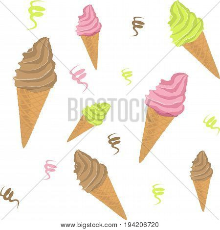 Seamless background of a colorful ice cream. Vector. Pattern