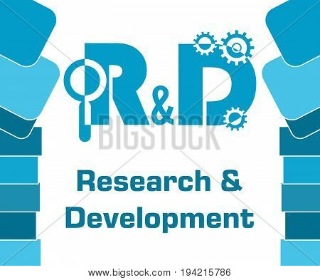 Research and development concept image with text and related symbol.