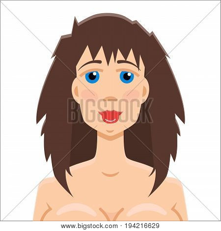 Nude girl, body, erotic, hair. Vector illustration