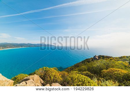 Colorful shoreline in Porto Giunco Villasimius. Sardinia Italy