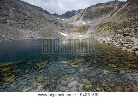 Landscape with Rila Mountain, Ledenoto (Ice) lake and Musala Peak, Bulgaria