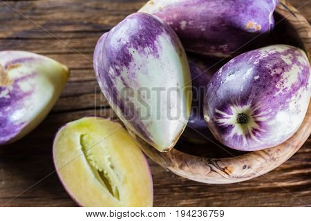 South American Fruit Sweet Cucumber. Pepino Dulce Or Pepino Melon