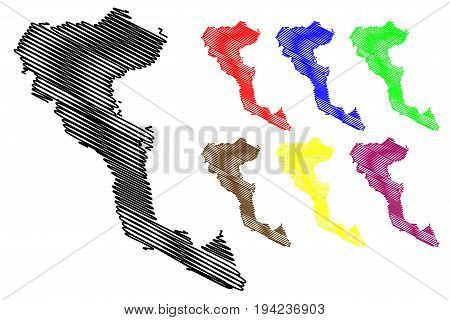Greek Island of Corfu map vector illustration , scribble sketch Corfu island